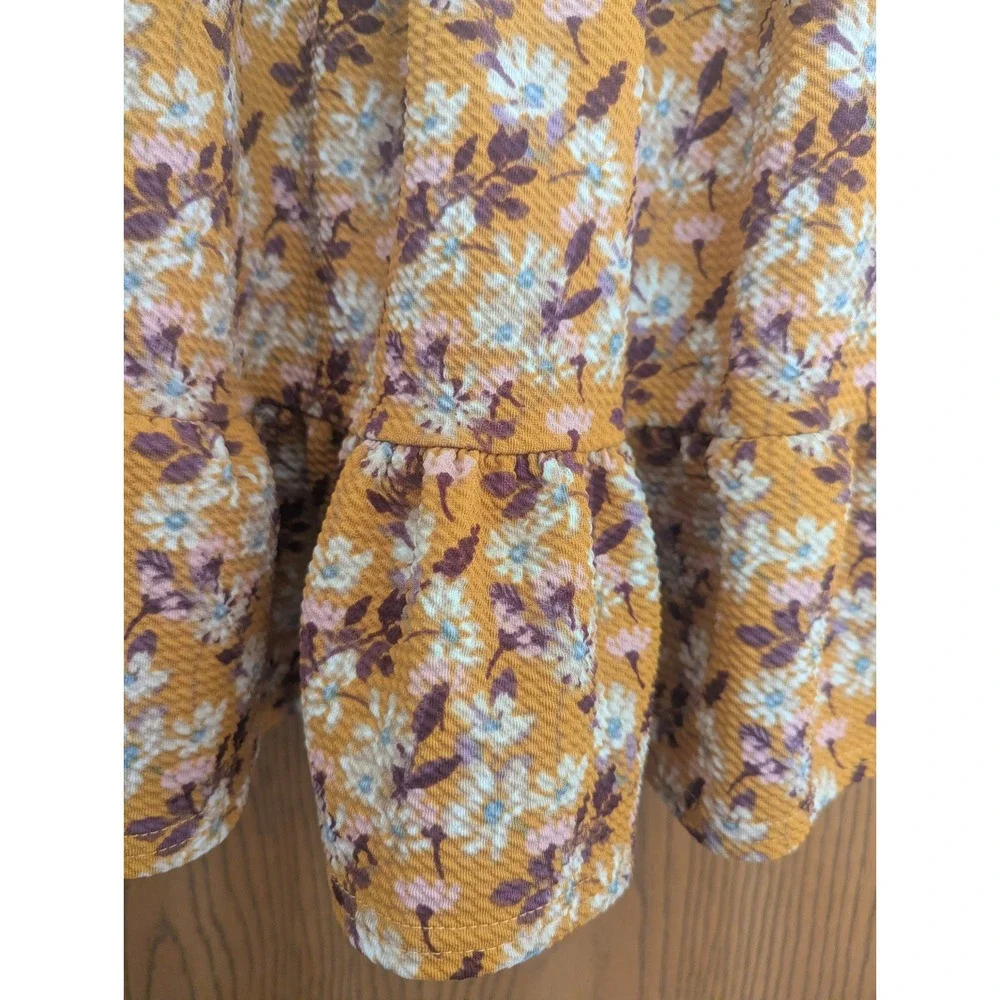 NWT Blueberi Boulevard Burnt Melon Mustard Floral Tiered Sleeveless Dress 3T